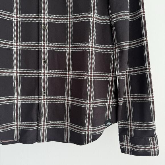 Rhone Flannel Shirt Men Medium Hardy Brown Plaid Dark Espresso Windowpane Preppy - Picture 8 of 12